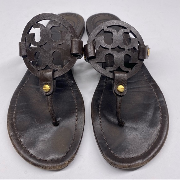 Tory Burch Shoes - Tory Burch Brown Leather Miller Thong Sandals